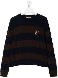 Ermanno Scervino Junior свитер в полоску с нашивкой-логотипом