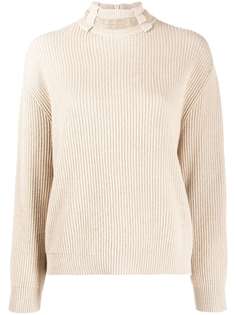 Brunello Cucinelli кашемировый джемпер в рубчик