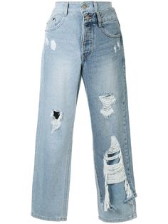 SJYP укороченные джинсы со вставками
