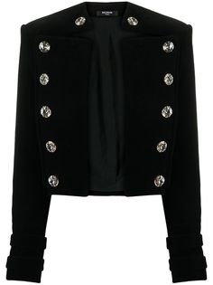 Balmain бархатный жакет Spencer с кристаллами