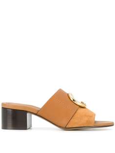 Chloé мюли с металлическим логотипом