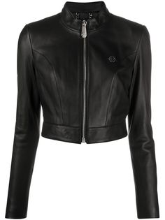Philipp Plein укороченная байкерская куртка с воротником-стойкой