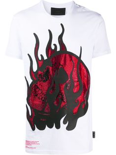 Philipp Plein футболка с декором Skull on Fire