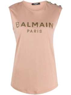 Balmain топ без рукавов с логотипом