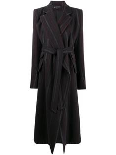 Ann Demeulemeester полосатое пальто с поясом