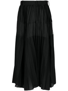Sacai плиссированная юбка с завышенной талией