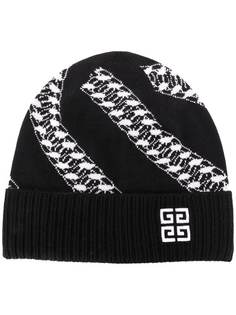 Givenchy шапка бини с логотипом вязки интарсия