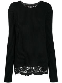 Ann Demeulemeester свитер в рубчик с кружевом сзади