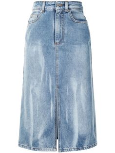 MSGM джинсовая юбка с эффектом потертости