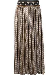 Mame Kurogouchi плиссированная юбка миди с узором шеврон