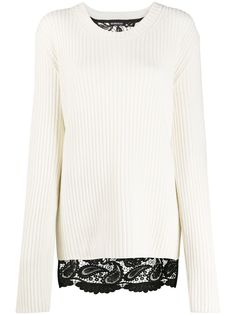 Ann Demeulemeester свитер в рубчик с кружевом сзади