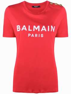 Balmain футболка с логотипом и пуговицами