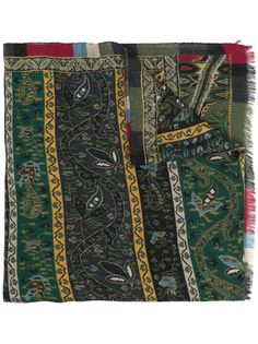 Etro шарф с бахромой и принтом