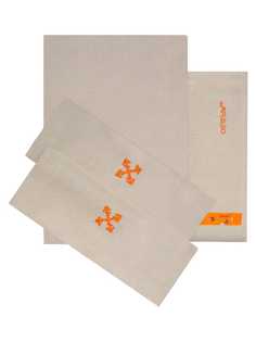 Off-White двуспальный комплект постельного белья с вышитым логотипом
