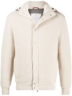 Brunello Cucinelli кардиган фактурной вязки с капюшоном