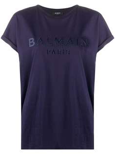 Balmain футболка с вышитым логотипом