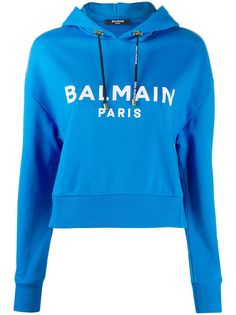 Balmain укороченное худи с логотипом