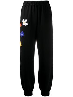 McQ Swallow спортивные брюки с цветочной вышивкой