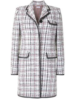 Thom Browne клетчатое пальто миди