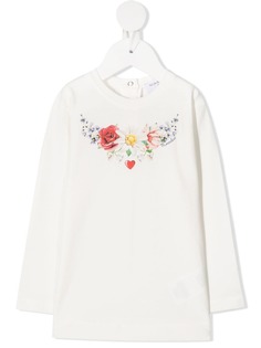 Monnalisa футболка с цветочным принтом