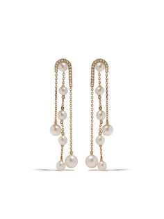 Yoko London серьги Sleek Freshwater из желтого золота с жемчугом и бриллиантами