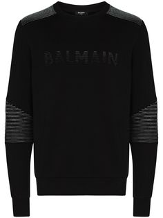 Balmain толстовка в рубчик с логотипом