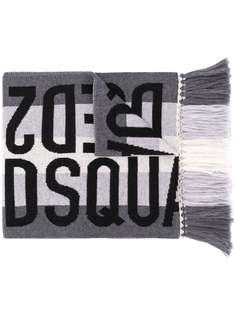 Dsquared2 шарф с бахромой и логотипом