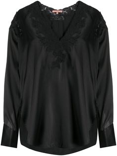 Ermanno Scervino блузка с V-образным вырезом и кружевом