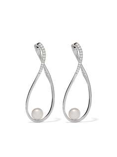 Yoko London серьги Sleek Akoya из белого золота с жемчугом и бриллиантами