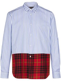 Comme Des Garçons Homme Plus полосатая рубашка со вставкой в клетку тартан