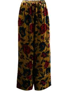 Pierre-Louis Mascia бархатные брюки с цветочным принтом