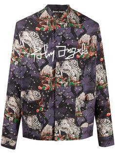 Palm Angels SKULL MANDARIN SHIRT BLACK MULTICOLOR