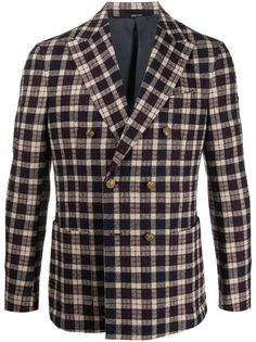 Eleventy двубортный пиджак в клетку тартан
