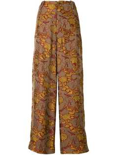 Uma Wang брюки палаццо с цветочной вышивкой