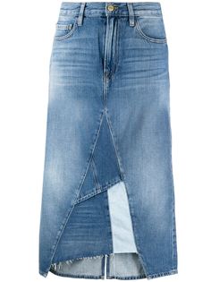 FRAME джинсовая юбка в технике пэчворк с завышенной талией