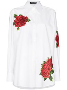 Dolce & Gabbana рубашка с длинными рукавами и цветочной вышивкой