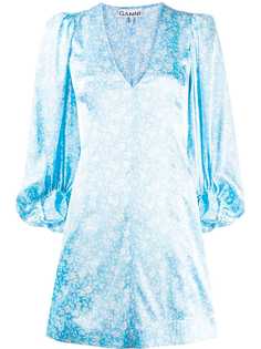 GANNI платье с цветочным принтом и V-образным вырезом