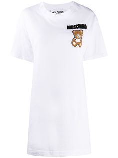 Moschino платье-футболка Teddy Bear с бисером