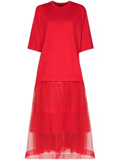 Simone Rocha платье-футболка длины миди из тюля