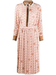 Elisabetta Franchi платье с плиссированной юбкой и логотипом