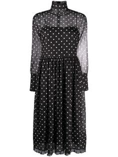 RedValentino платье миди с длинными рукавами в горох