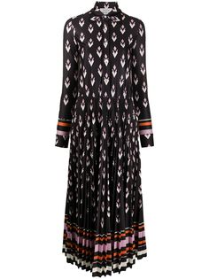 Valentino плиссированное платье-рубашка с геометричным принтом