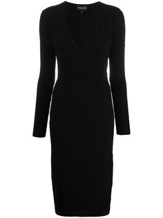 Emporio Armani трикотажное платье в рубчик