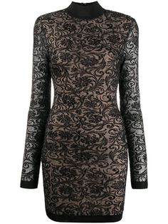 Balmain кружевное платье с длинным рукавами