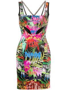 Philipp Plein платье мини Jungle Rock с заклепками