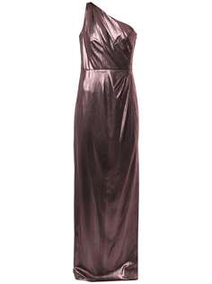 Marchesa Notte платье на одно плечо с эффектом металлик