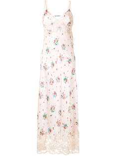 Paco Rabanne платье-комбинация с кружевом и цветочным принтом
