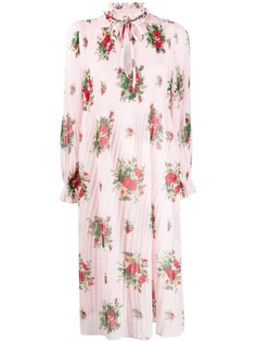 GANNI плиссированное платье миди Cherry Blossom