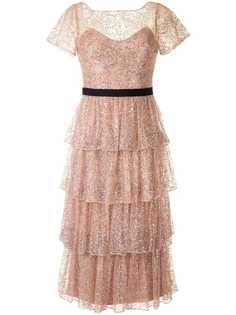 Marchesa Notte ярусное платье с блестками