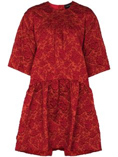 Simone Rocha платье миди из ткани клоке с цветочным узором